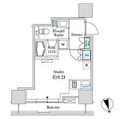 ベルファース芝浦タワー 4階ワンルームの間取り