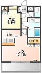 グレイス　ヒル・アート 1階1LDKの間取り