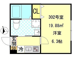 Nest Hirai 1階1Kの間取り