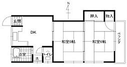 三栄荘 2階2DKの間取り