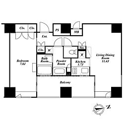 ザ・タワー芝浦 1LDKの間取図画像