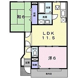 シャルマン2 1階2LDKの間取り