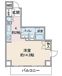 ユニーブル恵比寿 4階ワンルームの間取り