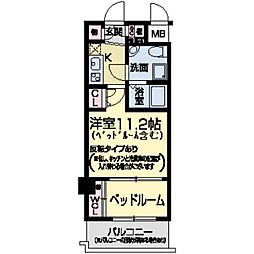 セレニテ甲子園 1DKの間取図画像
