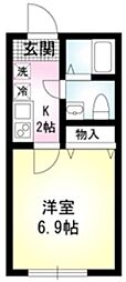 エスペランサ杉田 1階1Kの間取り