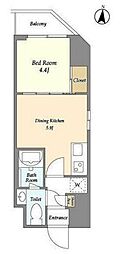 ミュプレ池上 1DKの間取図画像