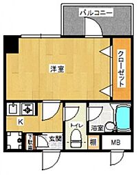 ピュアドームフローリオ博多 1Kの間取図画像