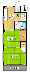清水マンション 2Kの間取図画像