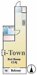 カツミビル 2階ワンルームの間取り