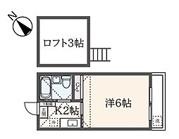 フレグランス館 2階1Kの間取り