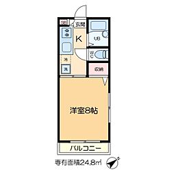 シティーフラッツ 1階1Kの間取り