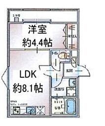 リーヴェル新小岩プレミオ 1階1LDKの間取り
