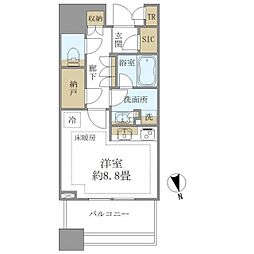 白金ザ・スカイ東棟 7階ワンルームの間取り
