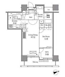 レジディアタワー目黒不動前 3階1SLDKの間取り