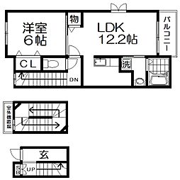 プリート　カーサ 3階1LDKの間取り