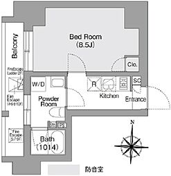 コンフォリア・リヴ森下ミューティオ 2階1Kの間取り