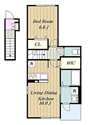 ティータウンII 2階1LDKの間取り
