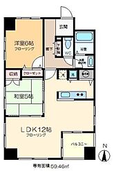 PRISM COURT 平井 5階2LDKの間取り