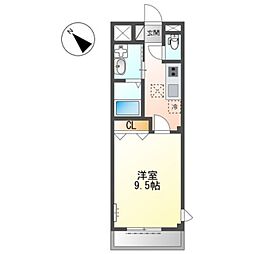 エスペランサ 2階1Kの間取り