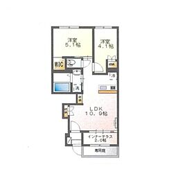 パルテノス 1階2LDKの間取り