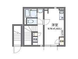 クレイノＡＳＡＢＡ 2階ワンルームの間取り