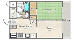 レジデンス水村 4階2DKの間取り