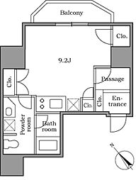 レジディア恵比寿2 4階ワンルームの間取り