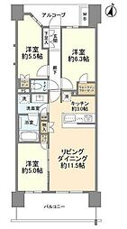 ザ・レジデンス津田沼奏の杜センターレジデンス 3LDKの間取図画像