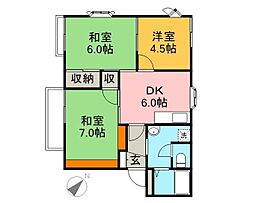 平松ハイツＡ 1階3DKの間取り