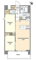 グランカーサ王子2 6階2LDKの間取り
