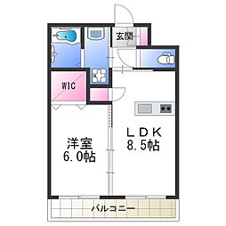 アルファ帝塚山 1LDKの間取図画像