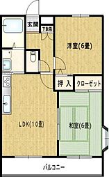 サンライトマンション 1階2LDKの間取り