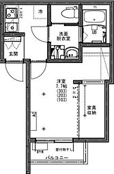 ＫＥＩＡＩ ＲＥＳＩＤＥＮＣＥ 津田沼 2階1Kの間取り