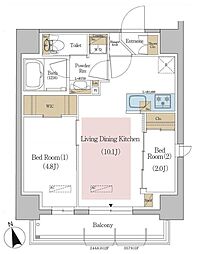 Urbanex東京八丁堀 2LDKの間取図画像