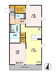 ボヌール四季1 2LDKの間取図画像