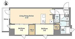 アイフラット品川戸越パークサイド 7階2LDKの間取り