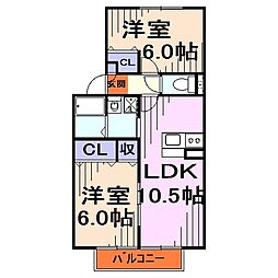 アドラーブル1 2LDKの間取図画像