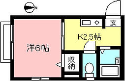 ファミール経堂 1Kの間取図画像