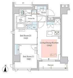 アーバネックス菊川3 4階2LDKの間取り