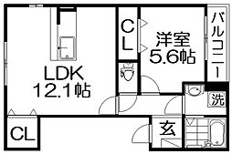ララ・シャトー美登利パート2 1LDKの間取図画像