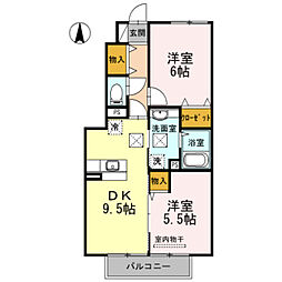 メゾン　ルミエール 1階2DKの間取り