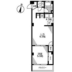 都立大マンション 3階1LDKの間取り