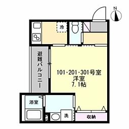 ベイルーム相模原ファイン 1Kの間取図画像