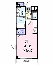 ブルックハウス 3階ワンルームの間取り