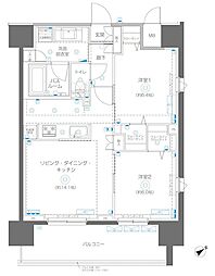 アルファレジデンシア南千住 8階2LDKの間取り
