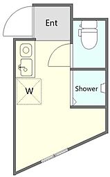 サークルハウス三宿弐番館 1階ワンルームの間取り