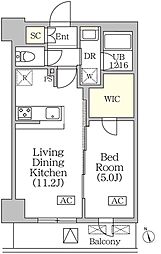 ブリックレジデンス築地明石町 8階1LDKの間取り