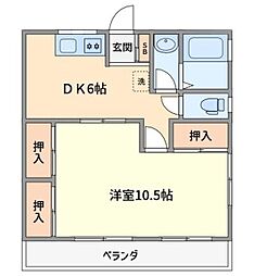 コーポながい 1DKの間取図画像