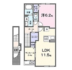ビーナスベルト 1LDKの間取図画像