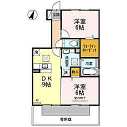 南海加太線 東松江駅 徒歩15分の賃貸アパート 1階2DKの間取り
